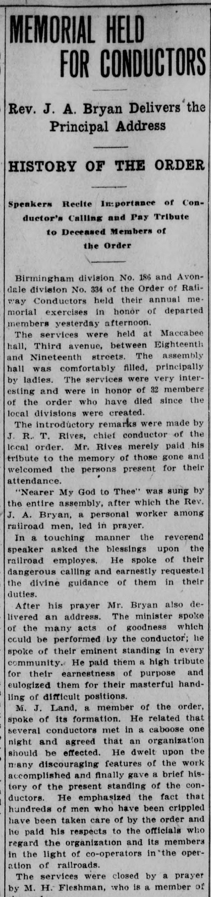 Memorial Held for Conductors